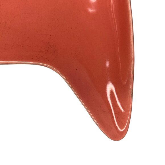 Vintage Mid-Century Modern Ceramic Atomic Boomerang Ashtray Dish Coral with Gold - Picture 4 of 11
